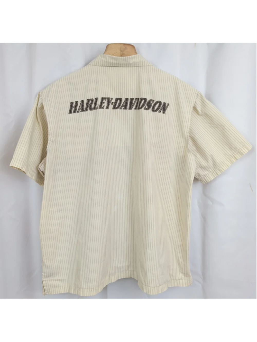 Harley Davidson Short Sleeve Button Up Striped Baseball Style Shirt XXL